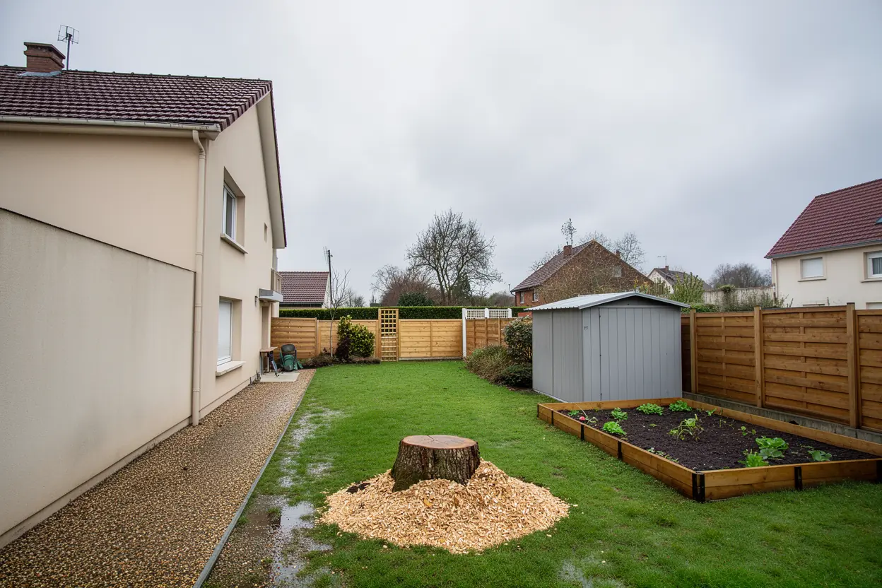 Jardin dégagé après démontage urgent à Coquelles